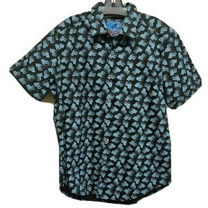 Robert Graham Rexburg Men's Size M Shirt Black Short Sleeve Skull Bandana NEW